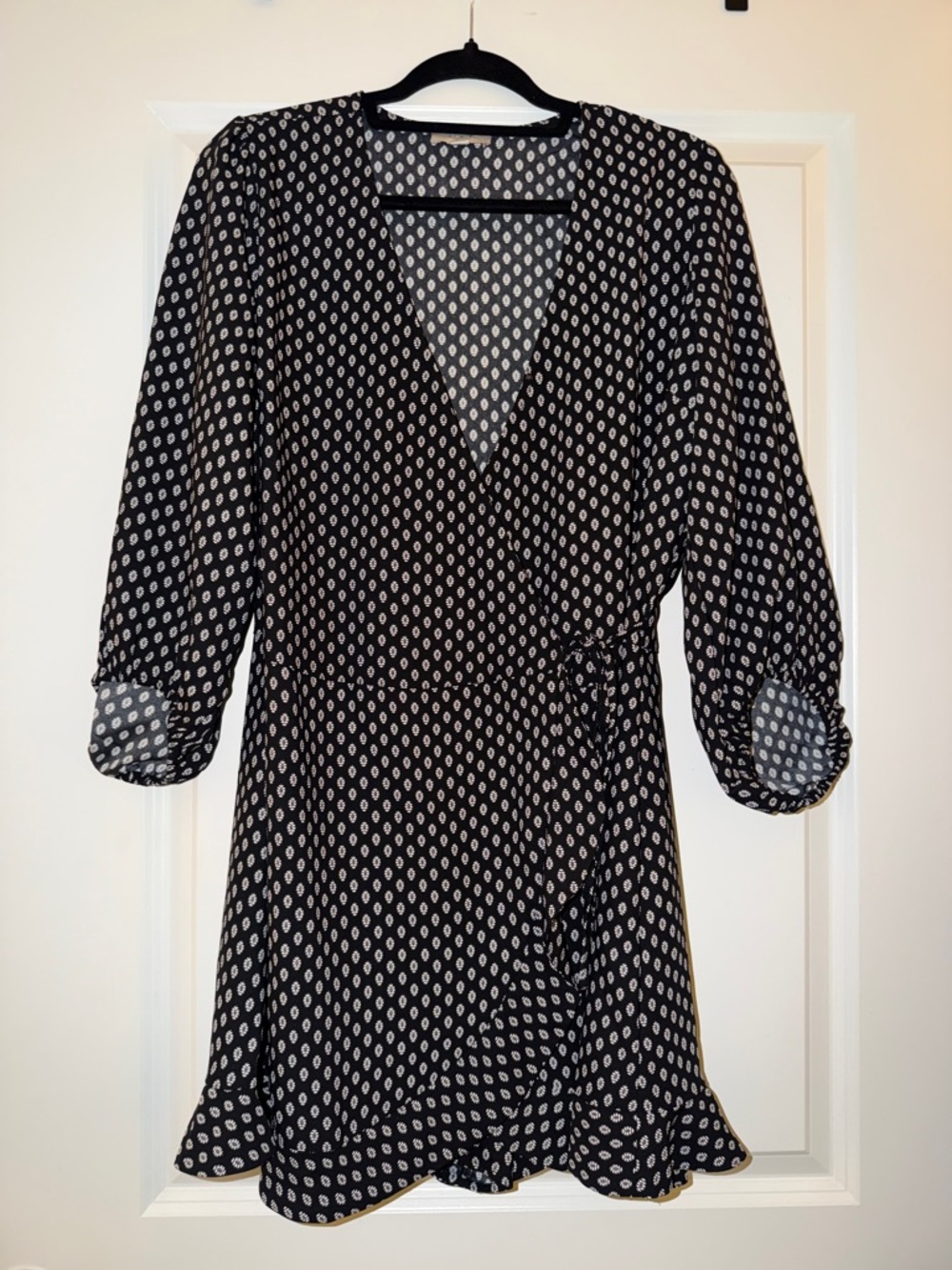 Black & White Printed Wrap Dress